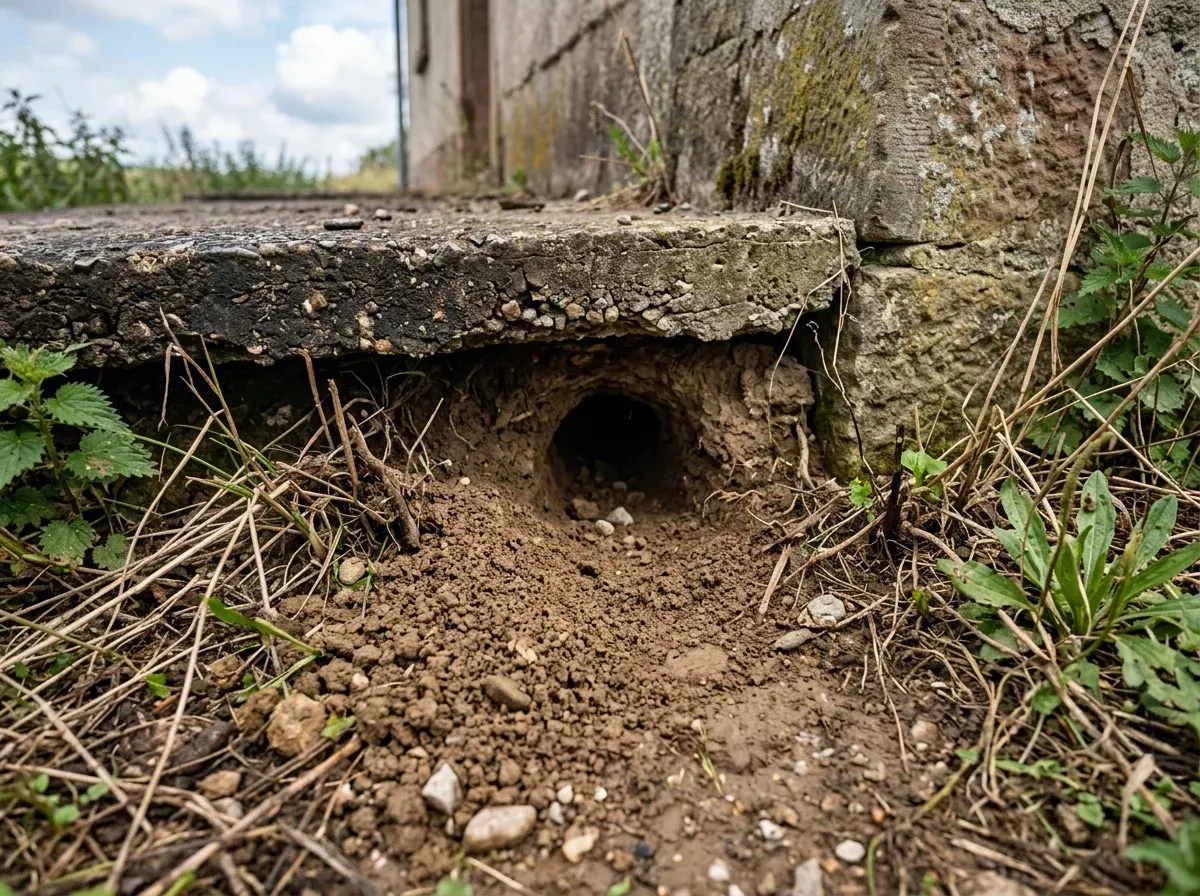 Üreg a betonlap és az épületalap alatt, a kerület mentén